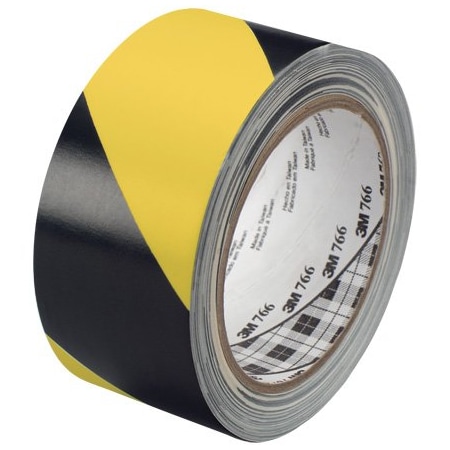 Bsc Preferred 2'' x 36 yds. Black/Yellow 3M 766 Striped Vinyl Tape, 2PK T9677662PK